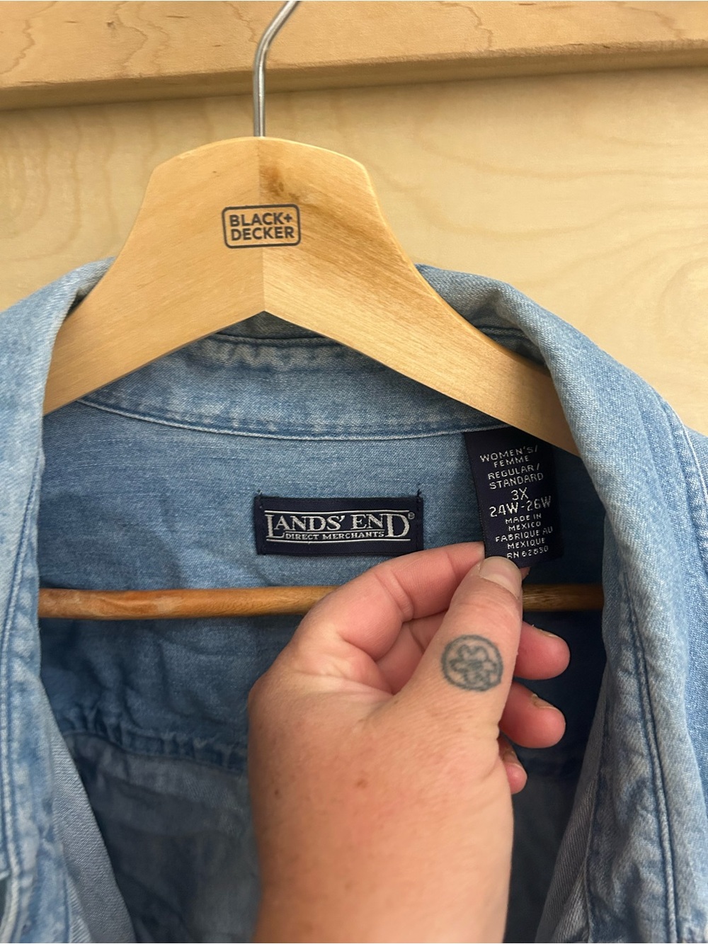 Patchwork big pockets utility Denim Shirt Jacket 2X - Picture 5 of 5